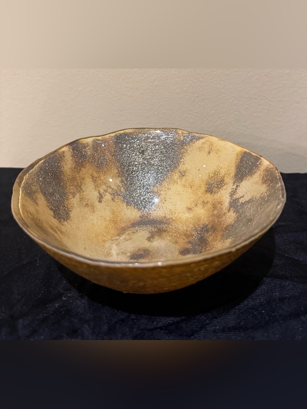 VIETRI Moon Glass Gold Small Bowl Textured Metallic Handcrafted Turkey